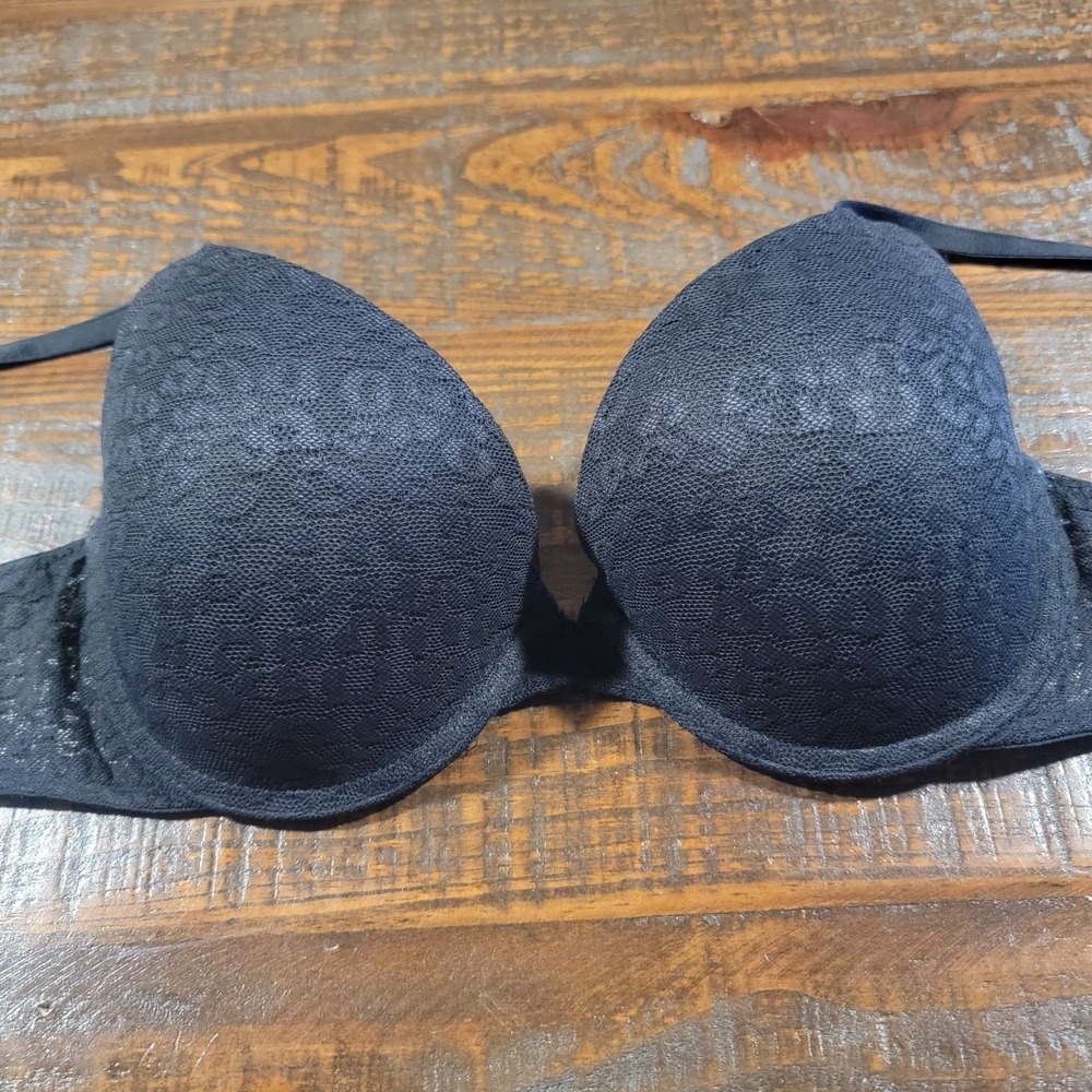 Victoria's Secret PINK Wear Everywhere Pushup Lace Bra Black 36B